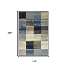 2' X 3' Blue And Teal Geometric Power Loom Stain Resistant Area Rug