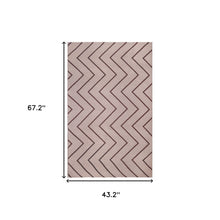 3' X 5' Beige Waves Stain Resistant Indoor Outdoor Area Rug