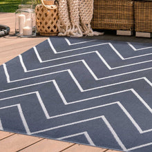 3' X 5' Grey Waves Stain Resistant Indoor Outdoor Area Rug