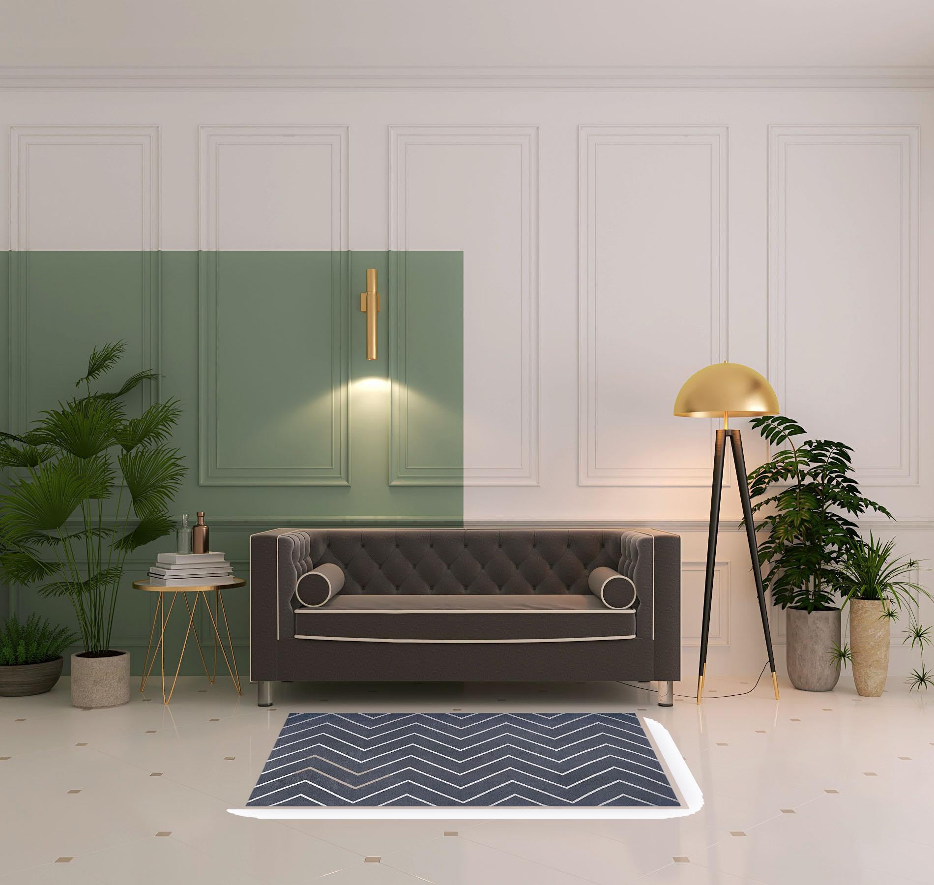 3' X 5' Grey Waves Stain Resistant Indoor Outdoor Area Rug