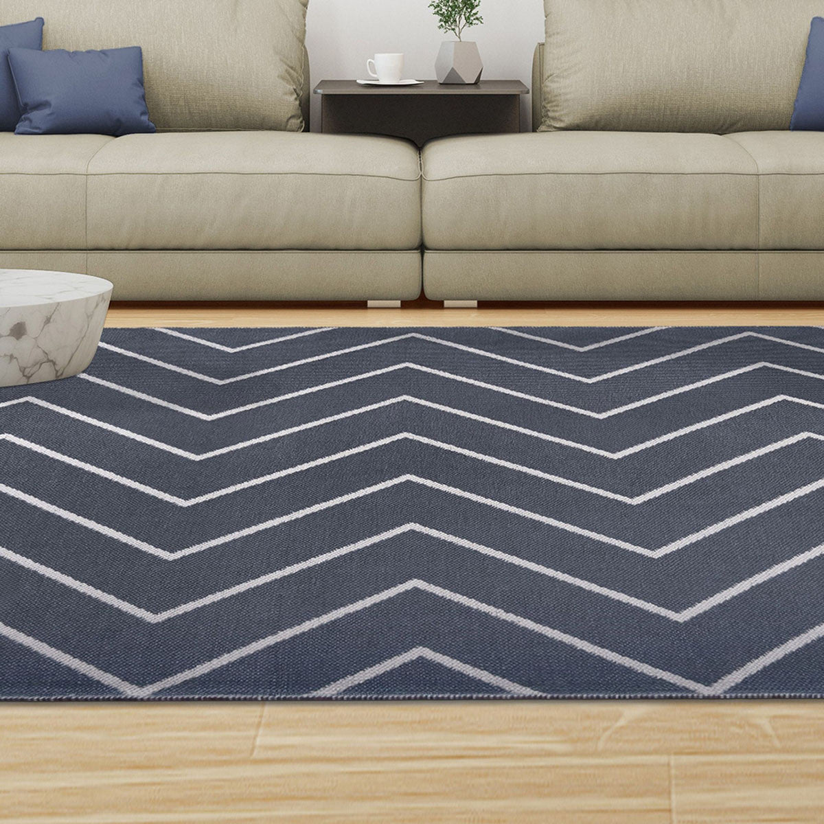3' X 5' Grey Waves Stain Resistant Indoor Outdoor Area Rug