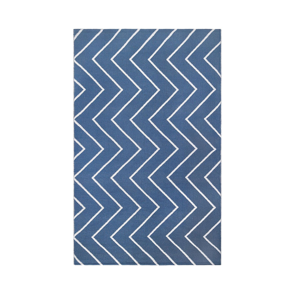 6' X 9' Navy Blue Waves Stain Resistant Indoor Outdoor Area Rug