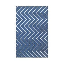 6' X 9' Navy Blue Waves Stain Resistant Indoor Outdoor Area Rug