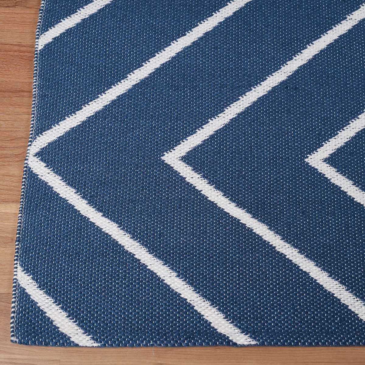 6' X 9' Navy Blue Waves Stain Resistant Indoor Outdoor Area Rug