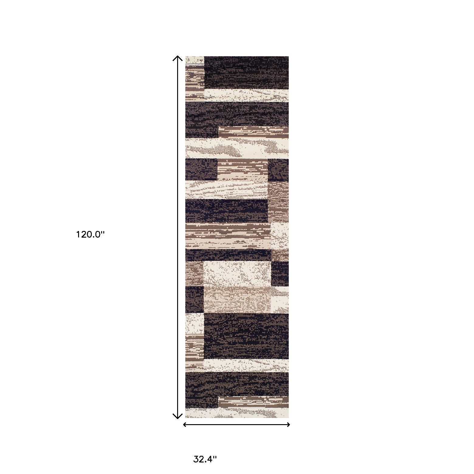 10' Chocolate Patchwork Power Loom Stain Resistant Runner Rug