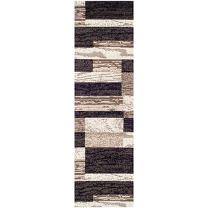12' Chocolate Patchwork Power Loom Runner Rug