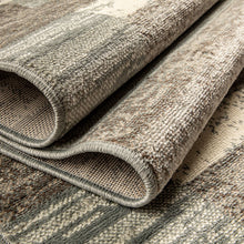 12' Light Blue and Ivory Patchwork Resistant Runner Rug