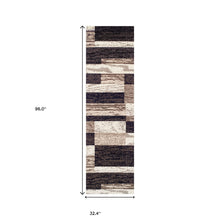 8' Chocolate Patchwork Power Loom Stain Resistant Runner Rug