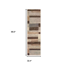 8' Slate Patchwork Power Loom Stain Resistant Runner Rug