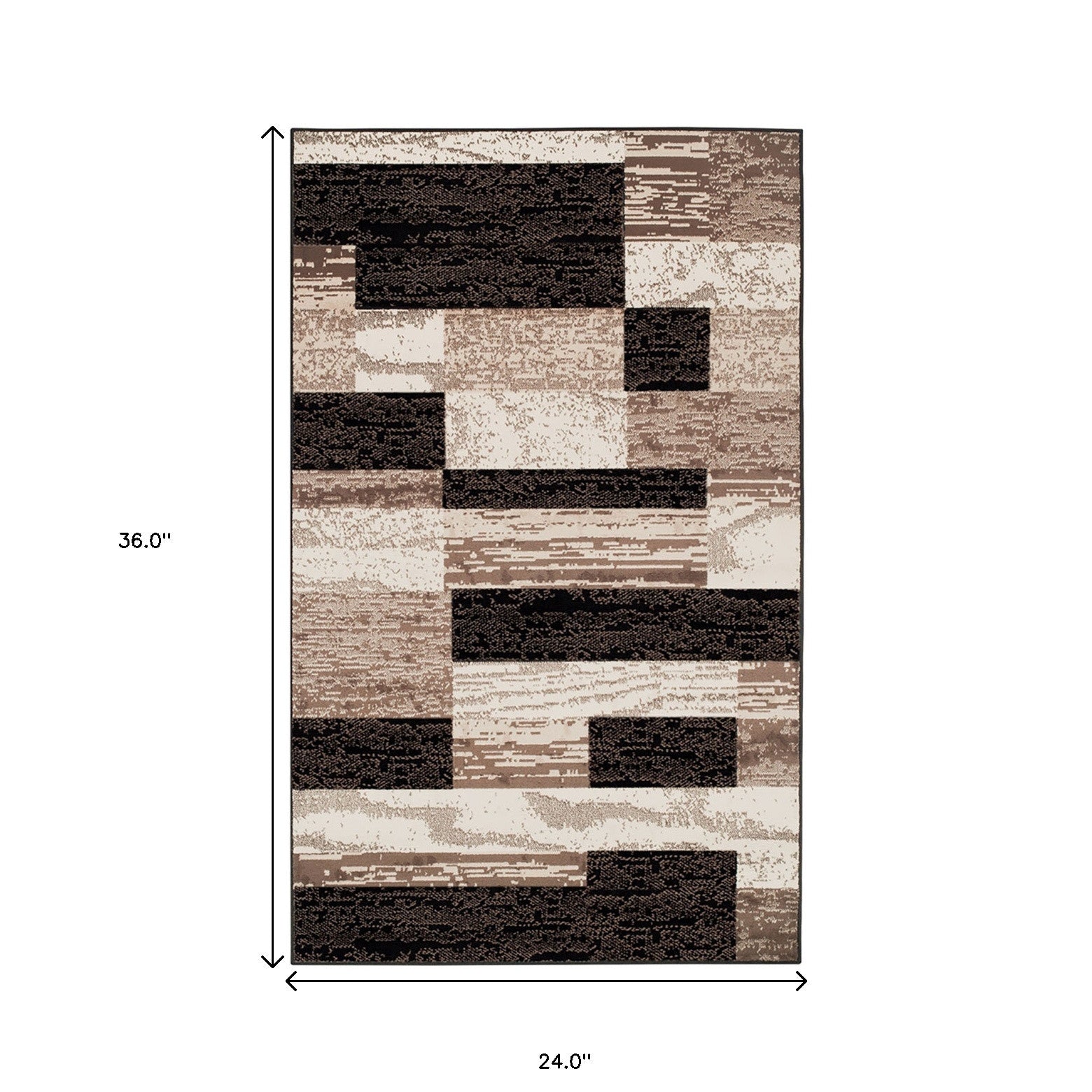 2' X 3' Chocolate Patchwork Power Loom Stain Resistant Area Rug
