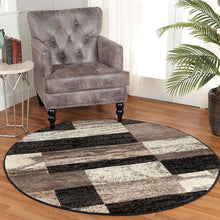 5' Round Chocolate Round Patchwork Power Loom Stain Resistant Area Rug