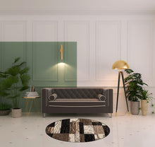 5' Round Chocolate Round Patchwork Power Loom Stain Resistant Area Rug