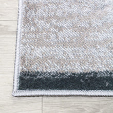 8' X 10' Blue And Taupe Patchwork Power Loom Stain Resistant Area Rug