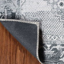 8' Light Gray Geometric Power Loom Distressed Stain Resistant Non Skid Runner Rug