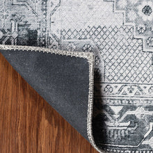 4' X 6' Light Gray Geometric Power Loom Distressed Stain Resistant Non Skid Area Rug