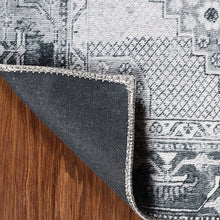 6' X 9' Light Gray Geometric Power Loom Distressed Stain Resistant Non Skid Area Rug