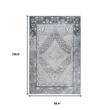 6' X 9' Light Gray Geometric Power Loom Distressed Stain Resistant Non Skid Area Rug