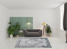 8' X 10' Light Gray Geometric Power Loom Distressed Stain Resistant Non Skid Area Rug