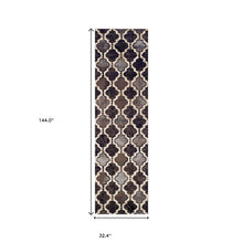 12' Chocolate Quatrefoil Power Loom Distressed Stain Resistant Runner Rug