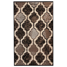 7' X 9' Chocolate Quatrefoil Power Loom Distressed Stain Resistant Area Rug