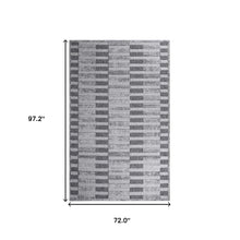 6' X 9' Grey Striped Stain Resistant Non Skid Indoor Outdoor Area Rug