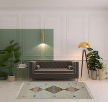 5' X 8' Light Blue Geometric Flatweave Handmade Stain Resistant Area Rug With Fringe