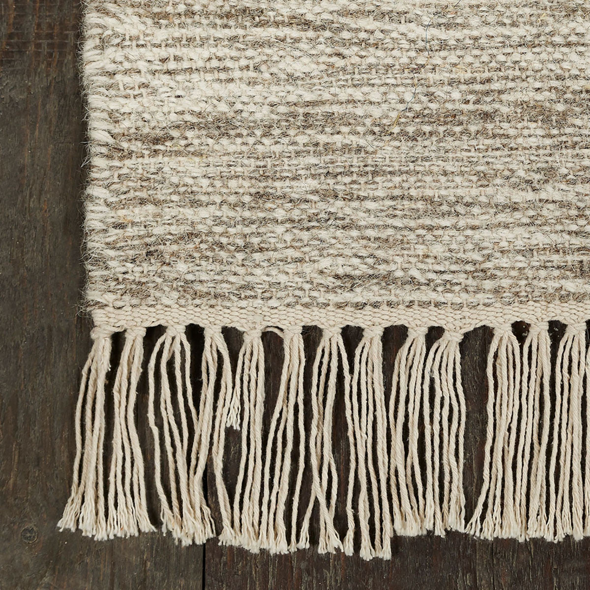 5' X 8' Vanilla Cream Geometric Flatweave Handmade Stain Resistant Area Rug With Fringe