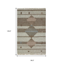 8' X 10' Grey Geometric Flatweave Handmade Stain Resistant Area Rug With Fringe