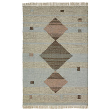 8' X 10' Light Blue Geometric Flatweave Handmade Stain Resistant Area Rug With Fringe