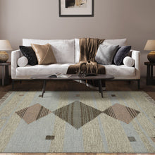 8' X 10' Light Blue Geometric Flatweave Handmade Stain Resistant Area Rug With Fringe