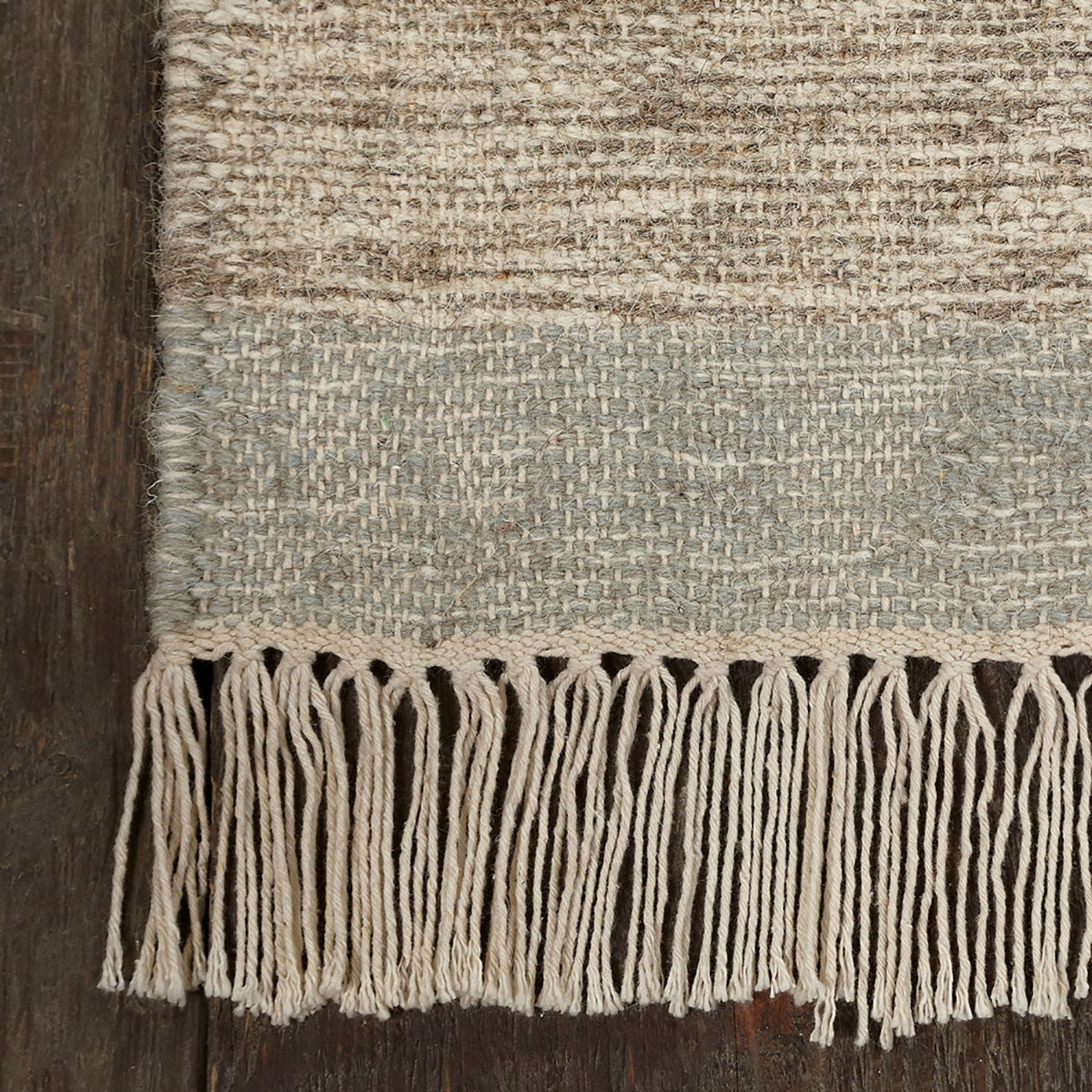 8' X 10' Light Blue Geometric Flatweave Handmade Stain Resistant Area Rug With Fringe