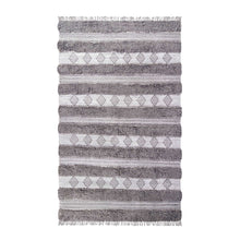 8' X 10' Grey And Silver Wool Striped Flatweave Handmade Stain Resistant Area Rug With Fringe