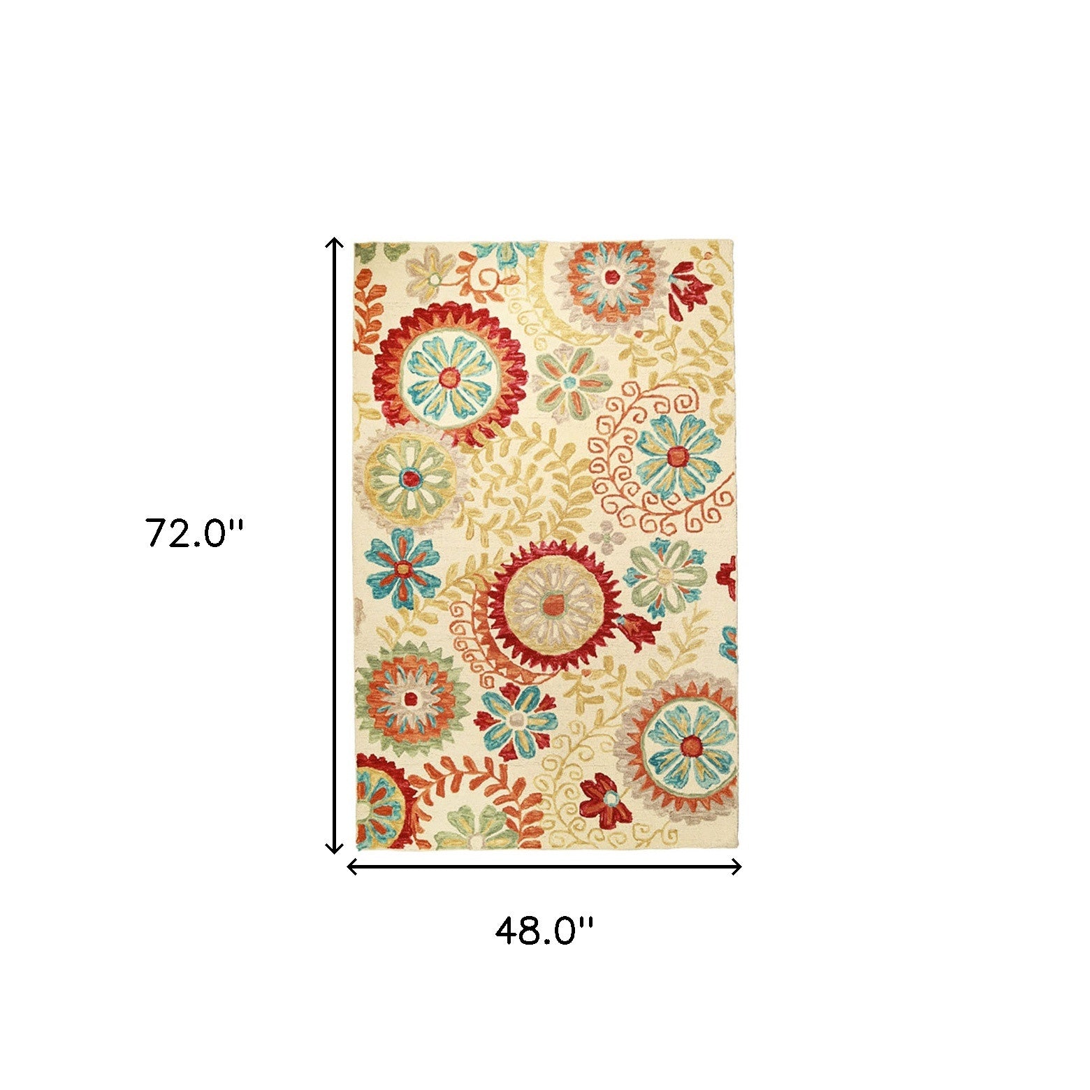 4' X 6' Cream Wool Medallion Tufted Handmade Stain Resistant Area Rug