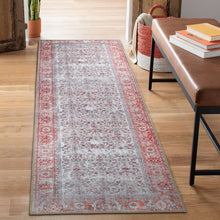 8' Berry Red Oriental Power Loom Stain Resistant Runner Rug