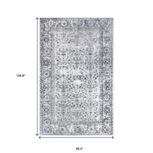 6' X 9' Charcoal Oriental Power Loom Stain Resistant Area Rug