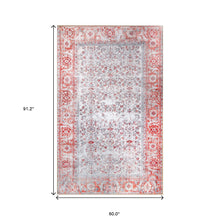 5' X 8' Berry Red Oriental Power Loom Stain Resistant Area Rug