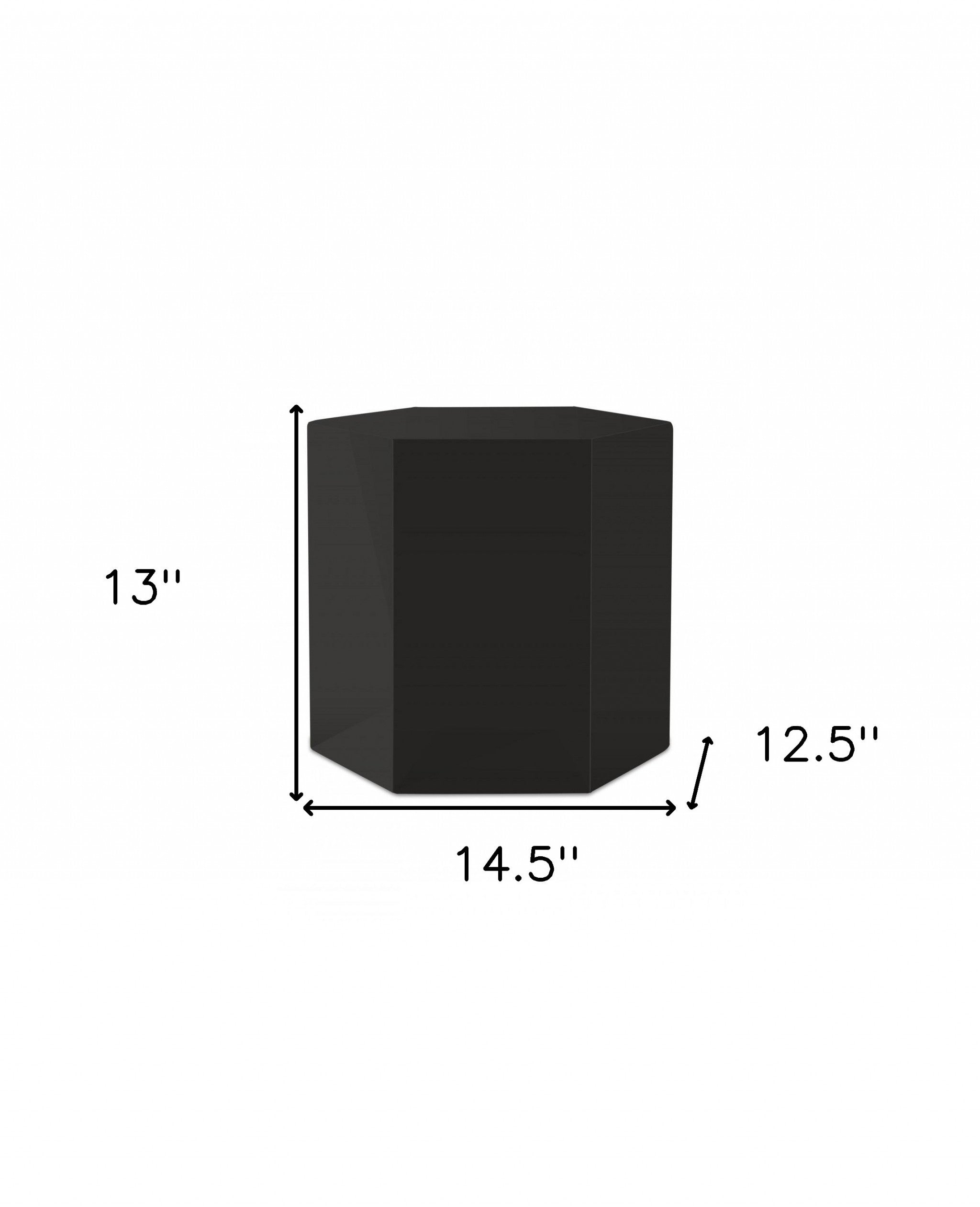 13" Black High Gloss Manufactured Wood Hexagon End Table
