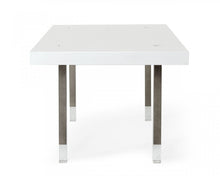 White And Gun Metal Rectangular Manufactured Wood And Stainless Steel Dining Table 95