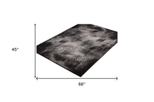 4' X 6' Black Abstract Power Loom Stain Resistant Area Rug