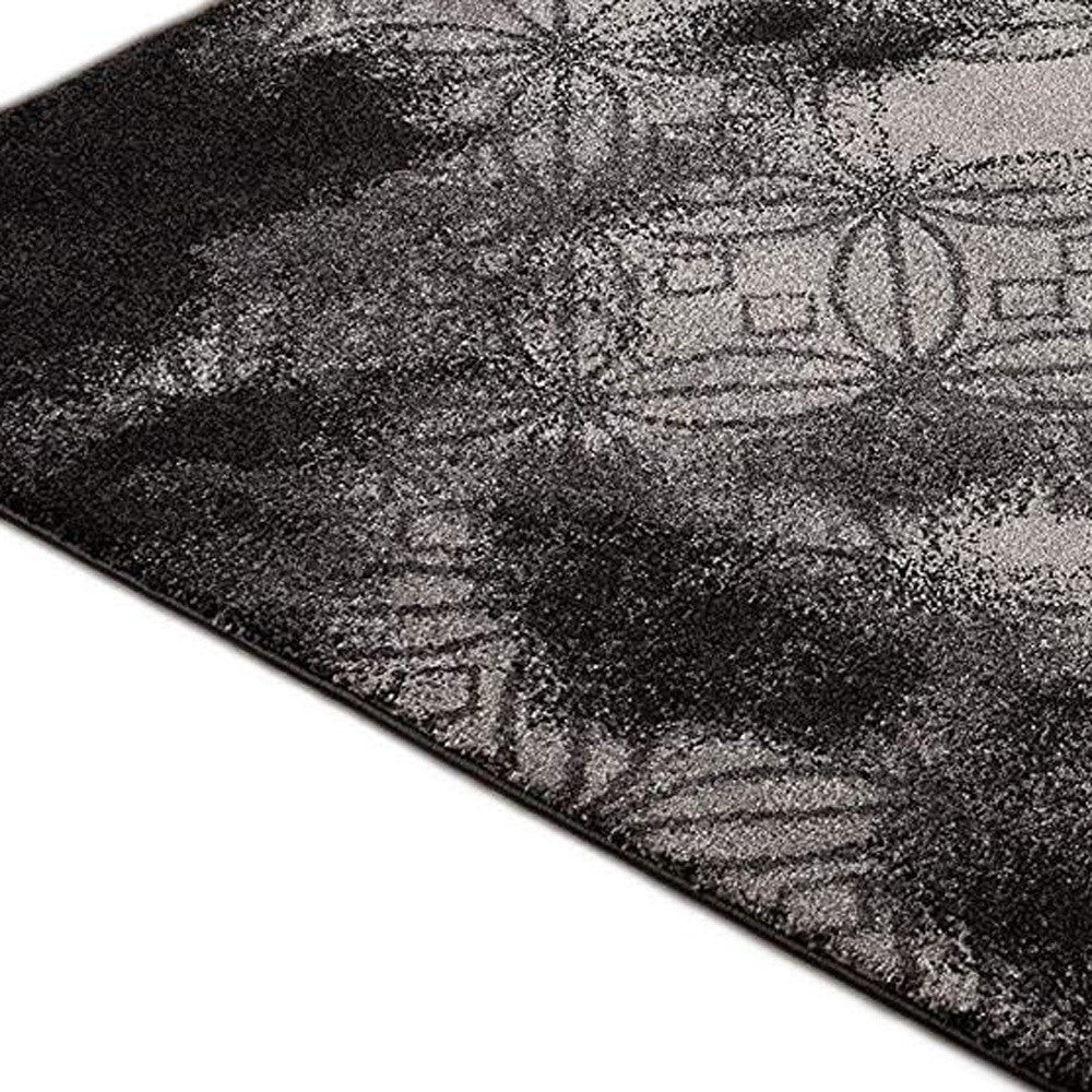 4' X 6' Black Abstract Power Loom Stain Resistant Area Rug