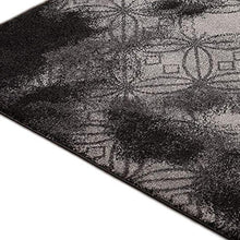 4' X 6' Black Abstract Power Loom Stain Resistant Area Rug