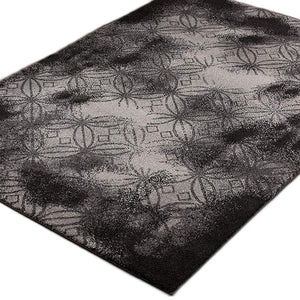 4' X 6' Black Abstract Power Loom Stain Resistant Area Rug