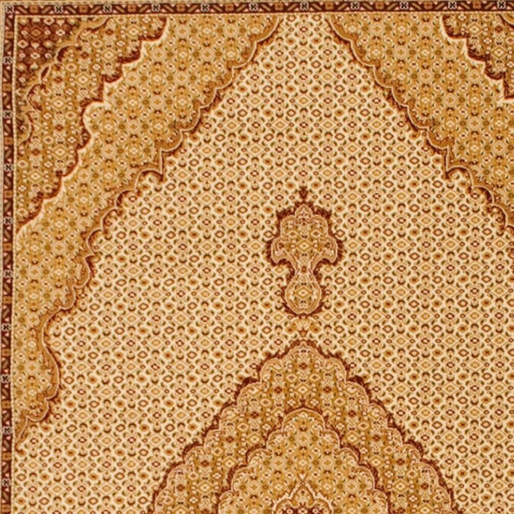 2' X 8' Cream Oriental Power Loom Stain Resistant Area Rug