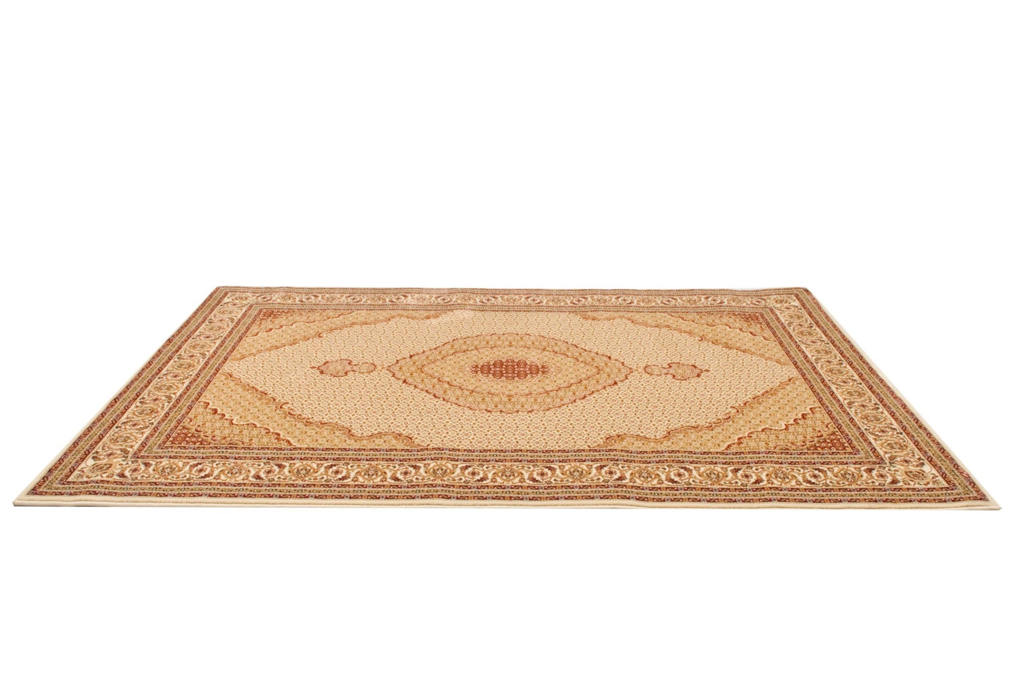 4' X 6' Cream Oriental Power Loom Stain Resistant Area Rug