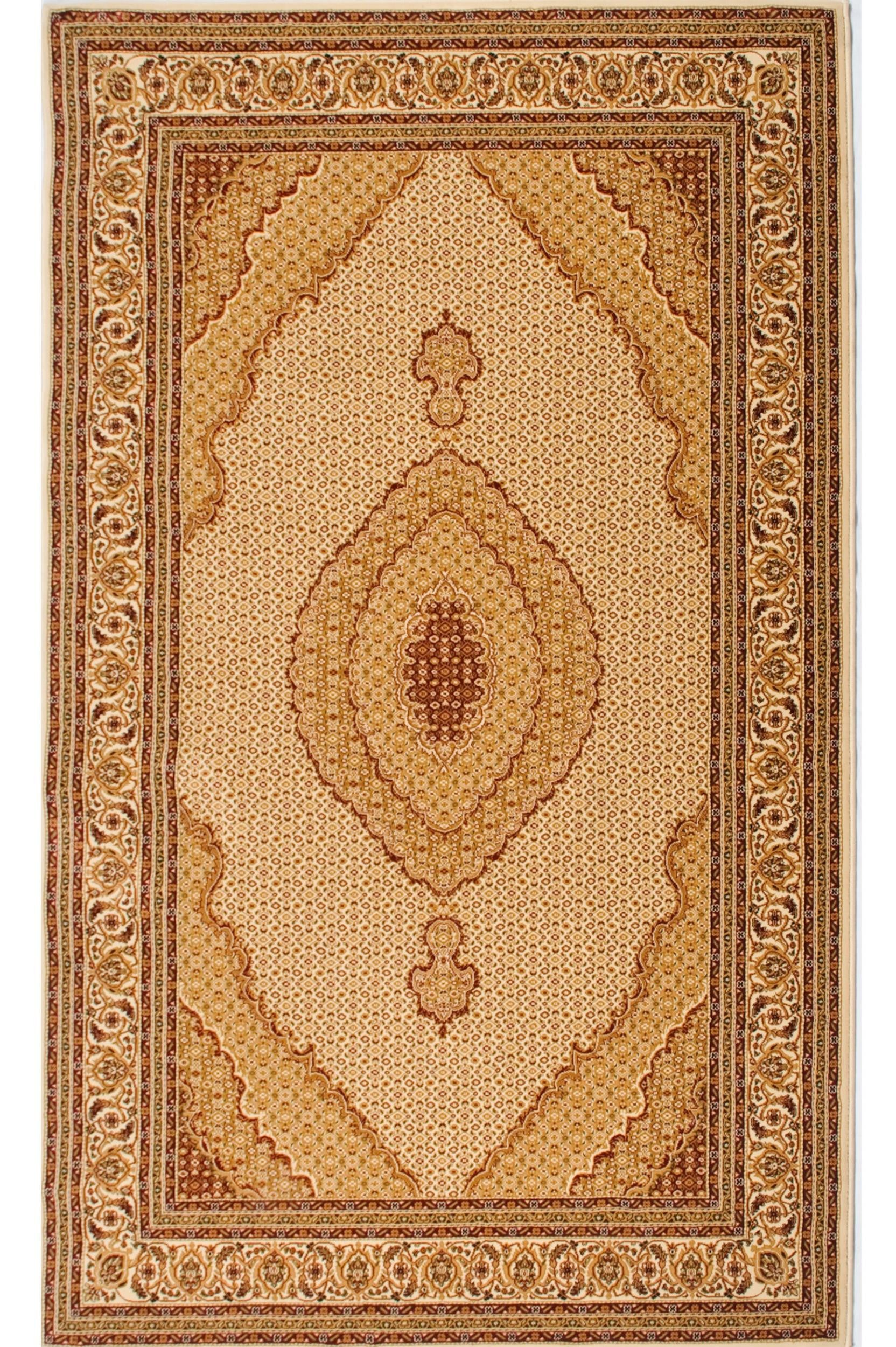 4' X 6' Cream Oriental Power Loom Stain Resistant Area Rug
