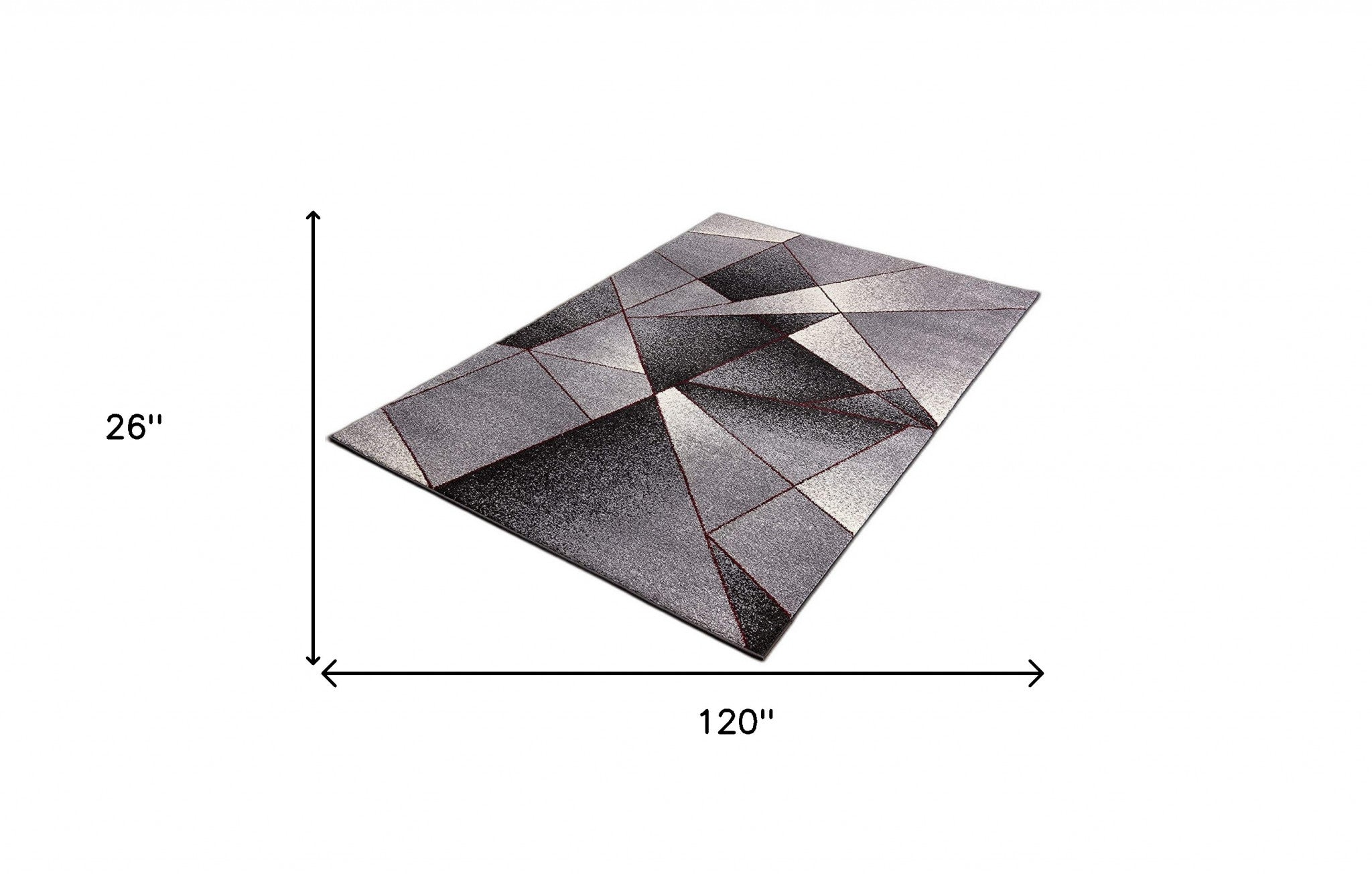 2' X 10' Grey Blue Abstract Geometric Stain Resistant Area Rug