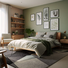 2' X 10' Grey Blue Abstract Geometric Stain Resistant Area Rug