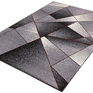 2' X 13' Grey And Blue Geometric Power Loom Stain Resistant Area Rug