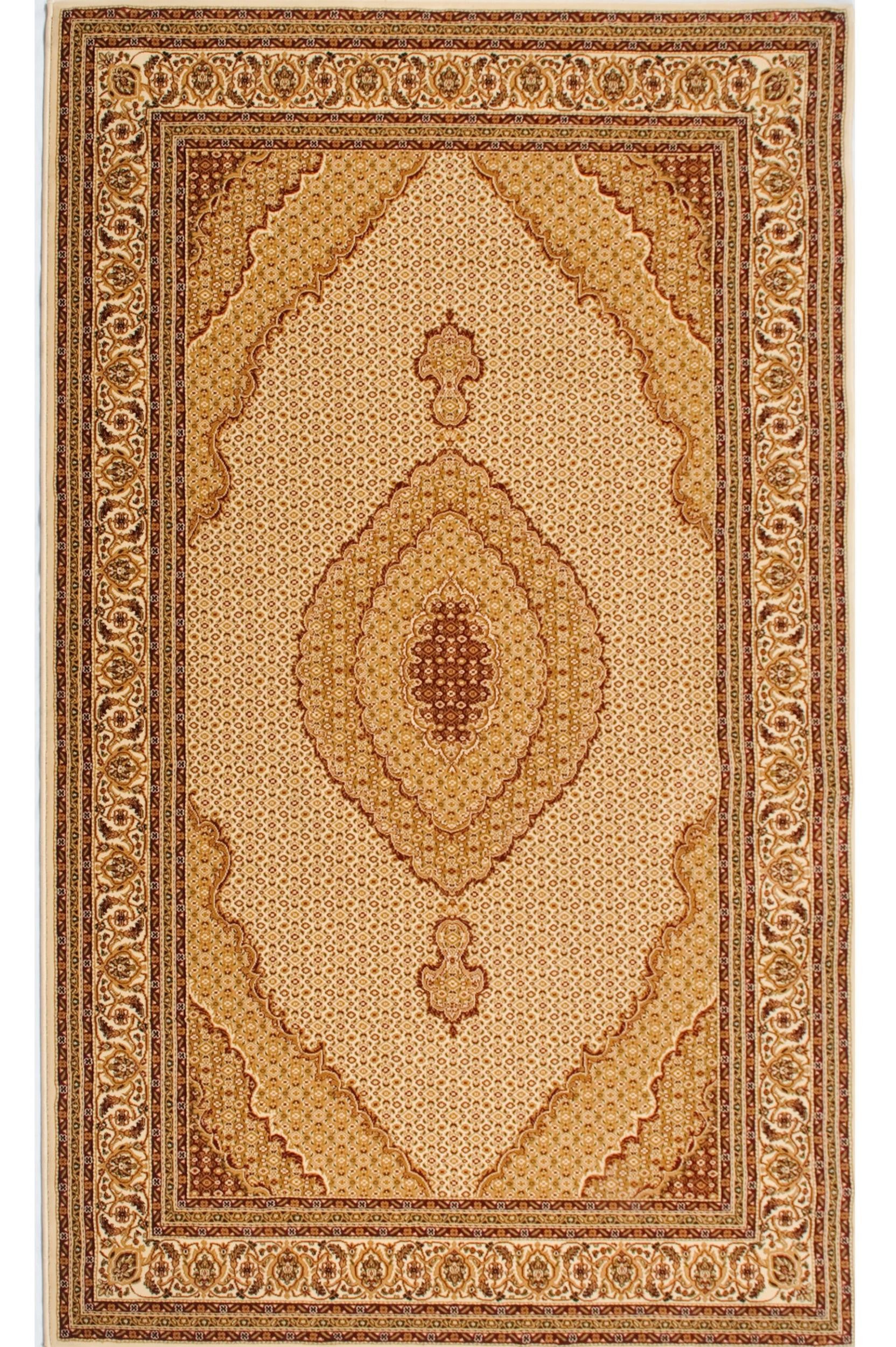 2' X 10' Cream Oriental Power Loom Stain Resistant Area Rug