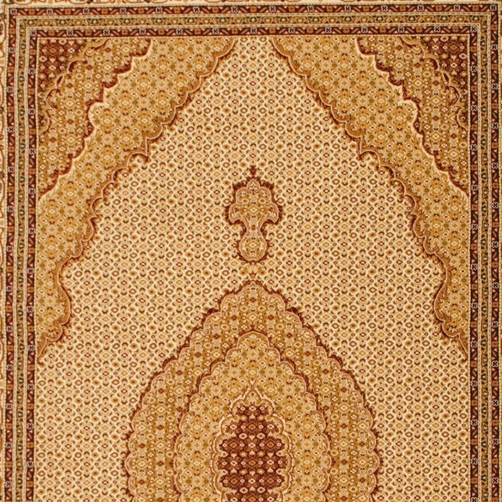 2' X 13' Cream Oriental Power Loom Stain Resistant Area Rug